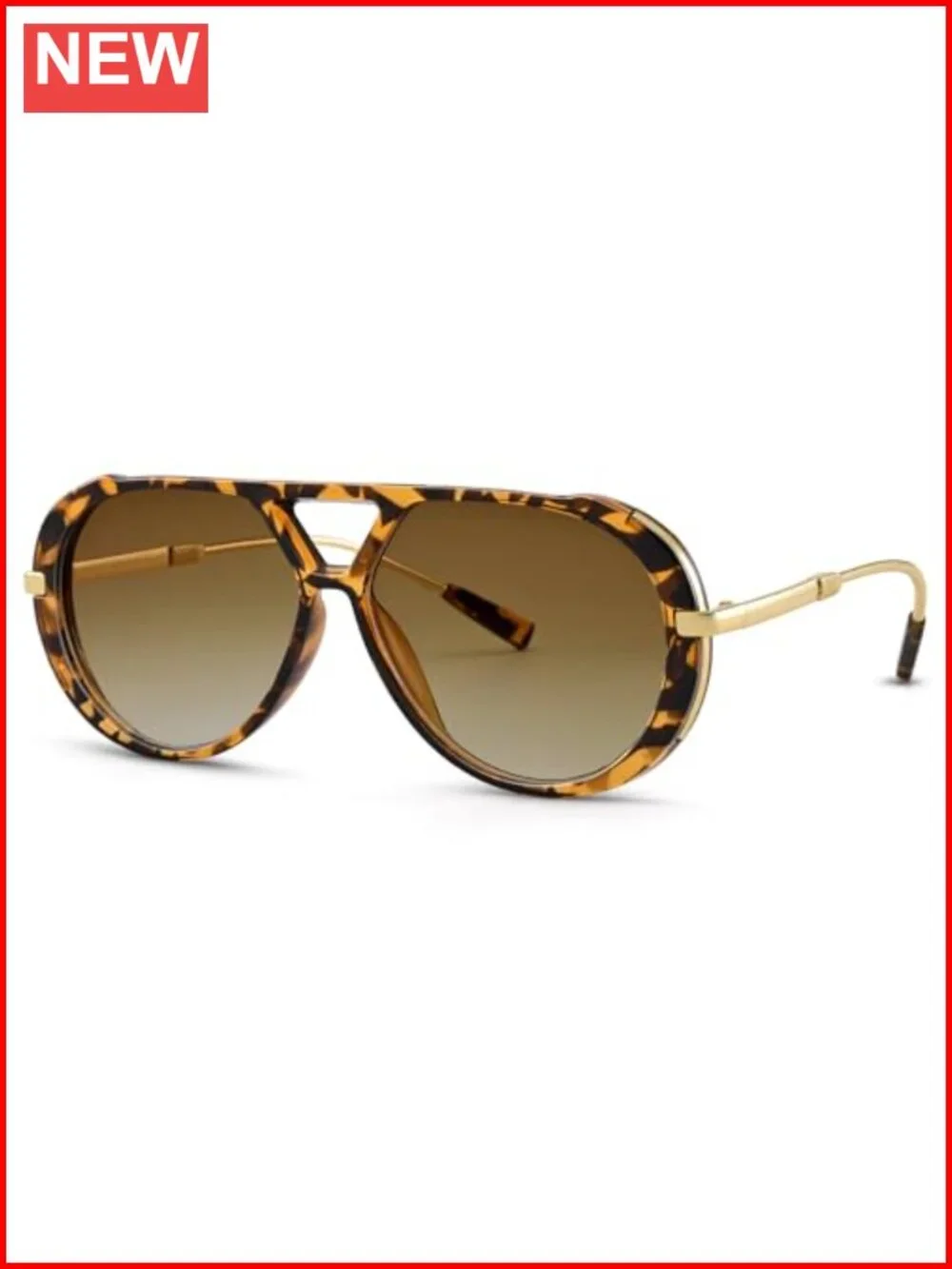 Oversized Metal Aviator Sunglasses with UV Protection
